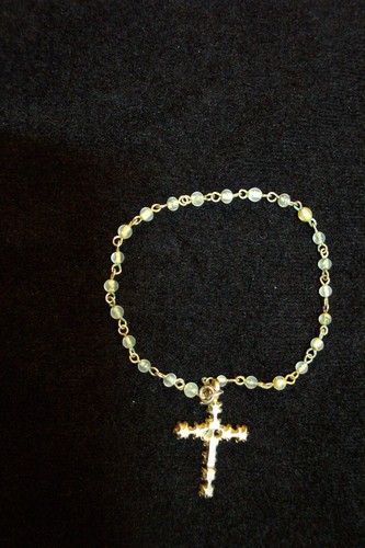 VINTAGE SILVER FINISH CROSS CRUCIFIX PENDENT with BEADED CHAIN AMERIQUE - Picture 4 of 4