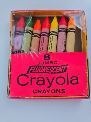 Vintage Crayola Fluorescent Jumbo Crayons Binney & Smith Glow in Black Light