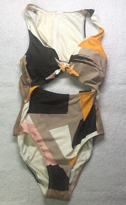 Sea Angel Women's Swimsuit One Piece With Cut Out Padded/Lined Sz S  Multicolor