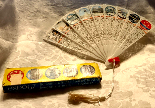 Expo '67 Official Souvenir Folding Hand Fan Montreal Canada Plastic World's Fair