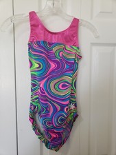 Snowflake Designs Gymnastics Leotard: Neon Swirls Print - Small