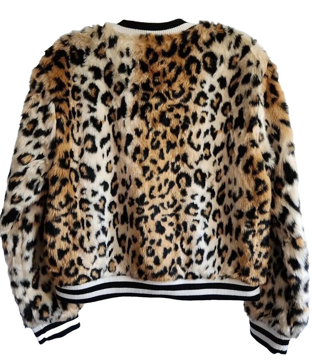Jack By BB Dakota Women's Faux Fur Animal Print Full Zip Jacket L