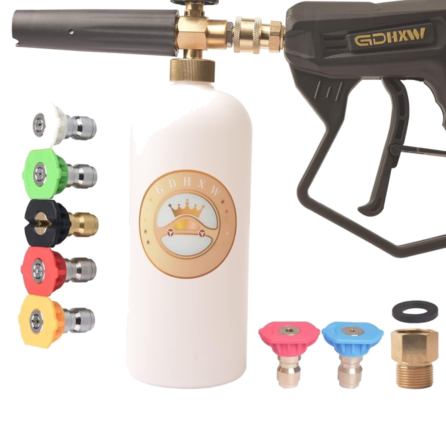 5000 PSI Adjustable 7-Spray Pressure Washer Gun with Brass Foam Cannon