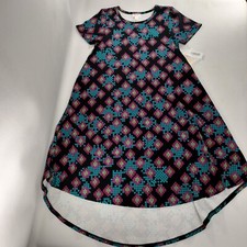 LulaRoe Carly Dress Multicolor Abstract Short Sleeve Casual Womens Size XXS NEW