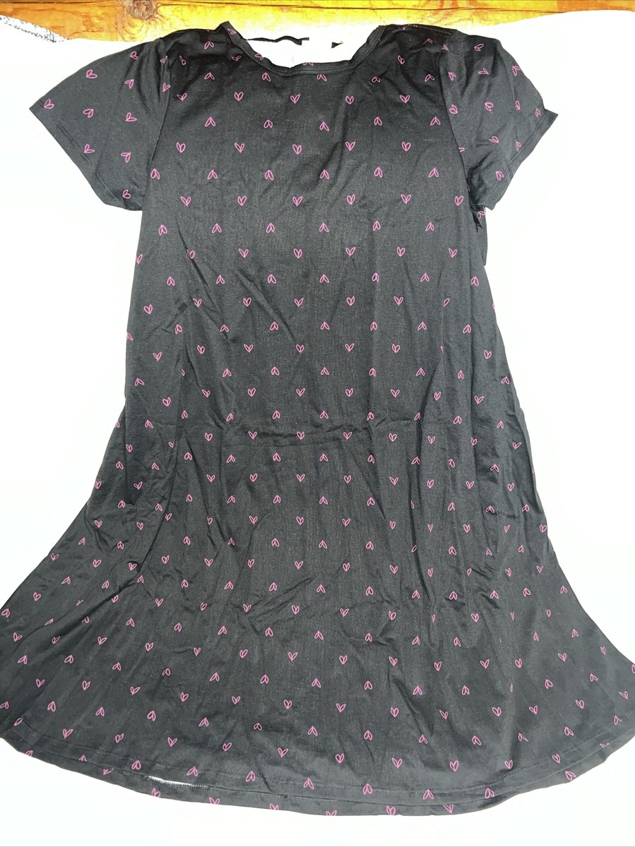 Lularoe Jessie Dress Black Purple Open Hearts  Pockets Full New Medium  10/12 8