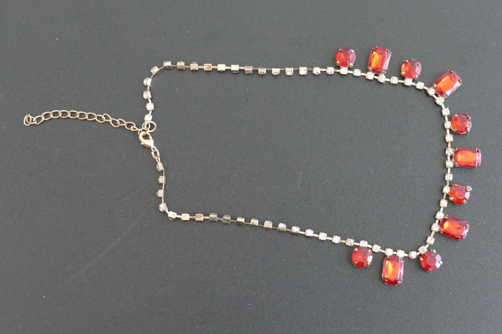 Necklace with Red Circular and Rectangular  Stones - image 1