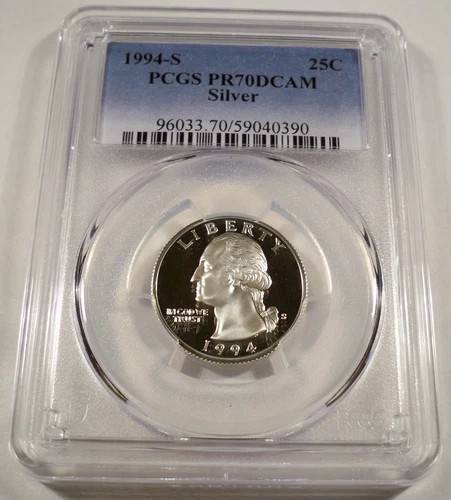 1994-S 25c SILVER PCGS PR70DCAM WASHINGTON QUARTER PROOF DEEP CAMEO PR 70 DC