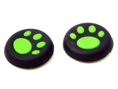 4x PS4 Thumbstick Gummi Kappen Controller Caps silikon Grips Pfote SCHWARZ-GRÜN 