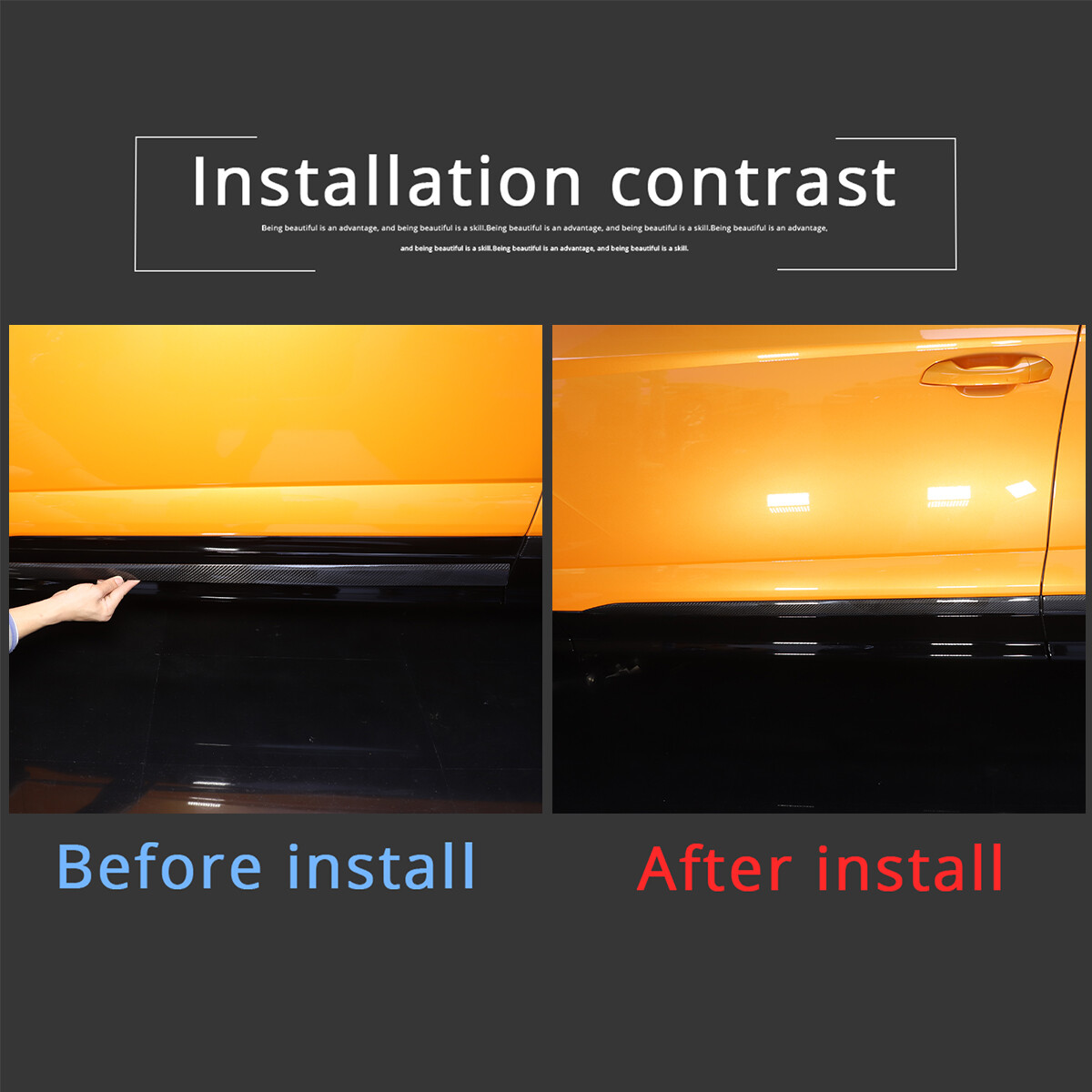 Real Carbon Fiber Door Side Body Molding Trim Strip For Lamborghini Urus 18-23