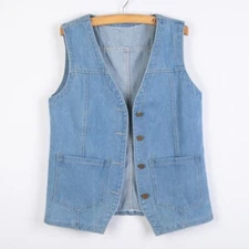 Women Denim Waistcoat Vest Gilet Coat Jacket Sleeveless Outwear Retro Cardigan