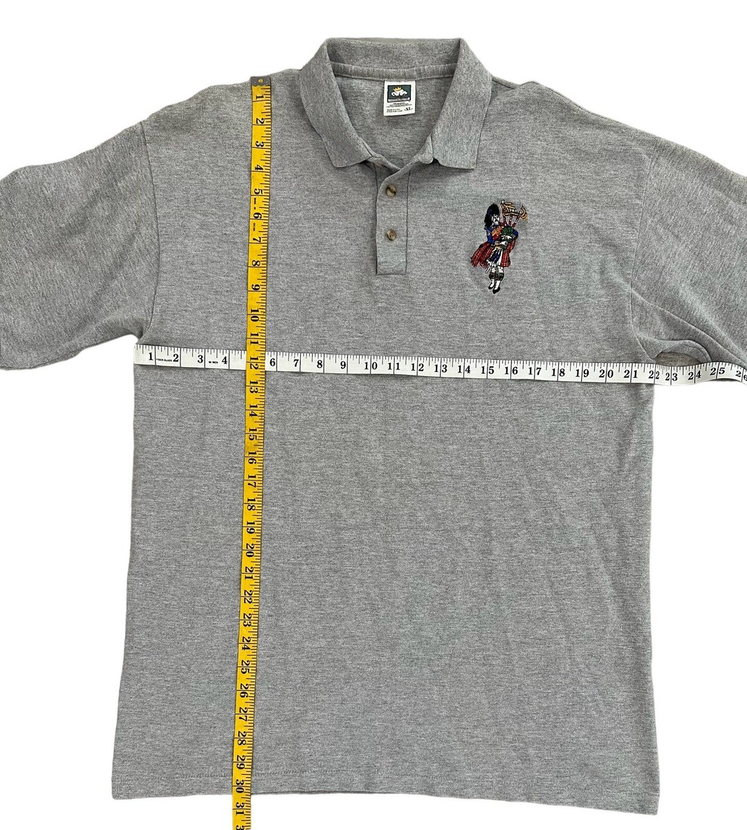 Vintage Cotton Deluxe Mens Gray Polo Shirt Size XL Scottish