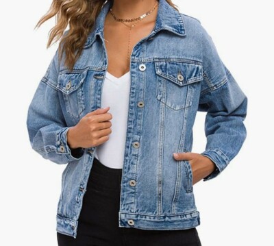 DENIM JACKET WOMEN TRUCKER JACKET TSHER VINTAGE FIT BRAND NEW!