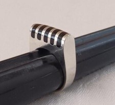 Vintage Solid Sterling Silver Stacked Black Onyx Ring Size 6 Unused