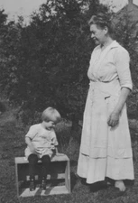 1910s Grandmother and Toddler Outdoors, Early 20th Century Family Life