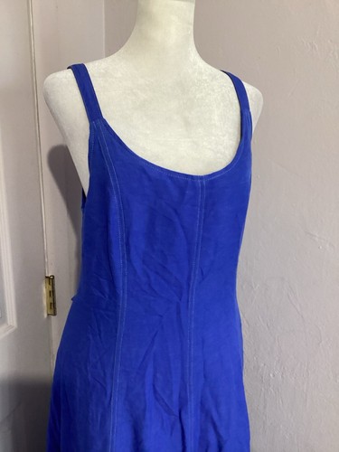 Maeve Elseby Lace Up Midi Blue Sleeveless Dress Linen Blend S - Picture 2 of 9