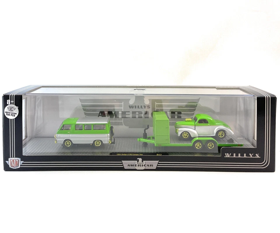 2022 M2 Machine 1964 Dodge A100 Camper Van & 1941 Willys Coupe modelo Gold chase - Imagem 2 de 4