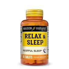 Mason Natural Relax & Sleep, Natural Formulation for a Healthy Sleep, 90 Tablets