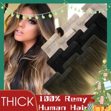 THICK Tape In Russian Remy Human Hair Extensions Skin Weft Full Head Straight