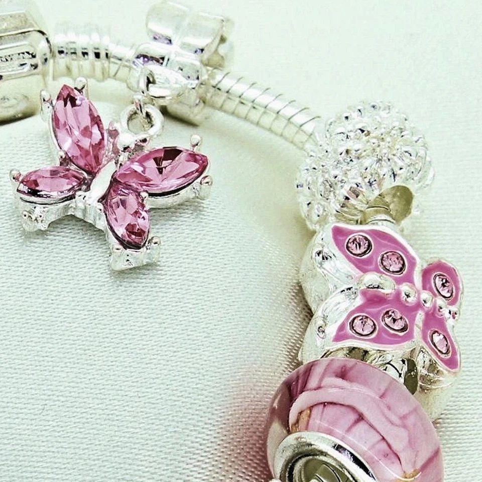 Pulsera Rosa Joyería Personalizada Niñas Cualquier Nombre Regalos Cumpleaños FREEPOST Foto 2 de 2