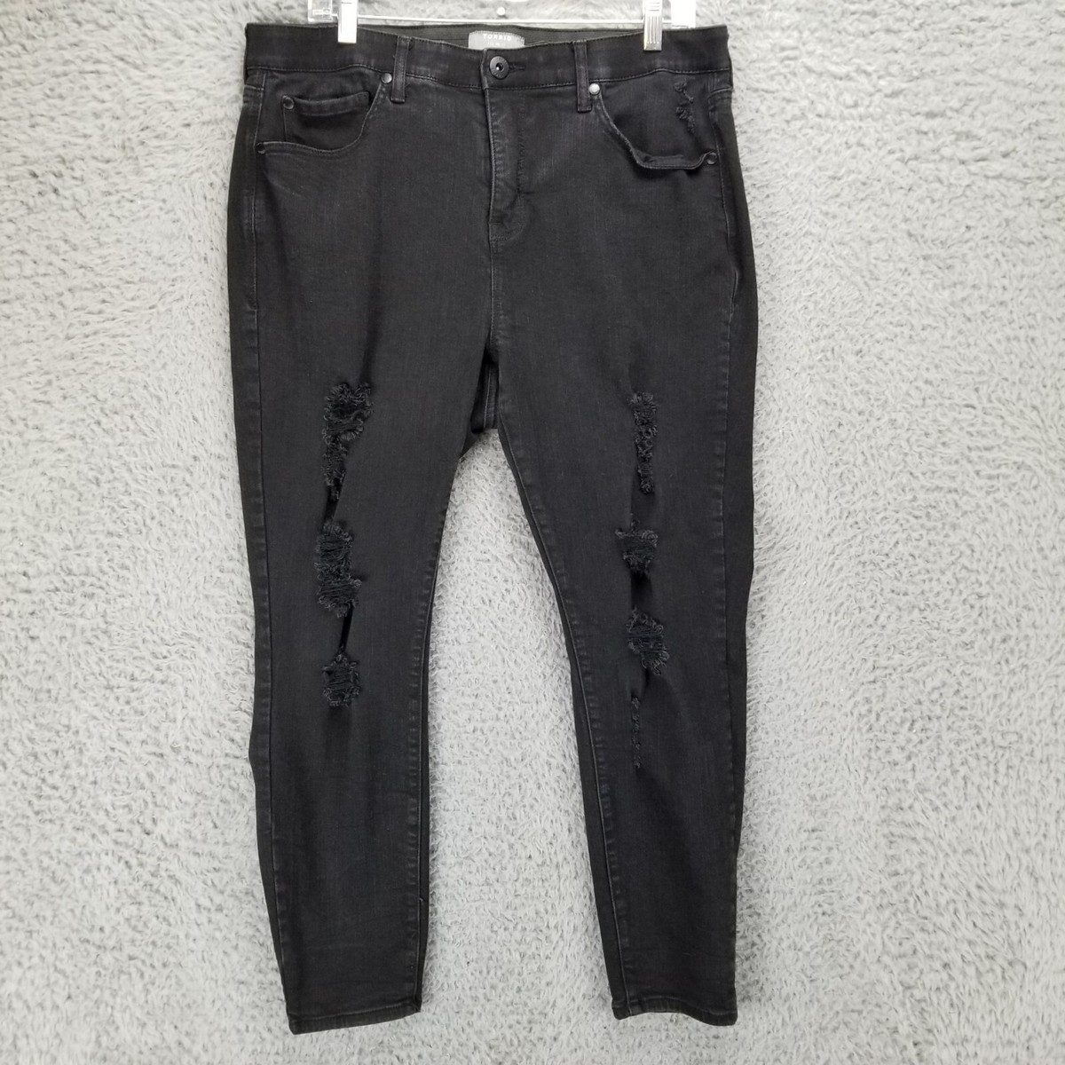 Torrid Jeans Womens 16 Petite Black Stretch High Rise Distressed