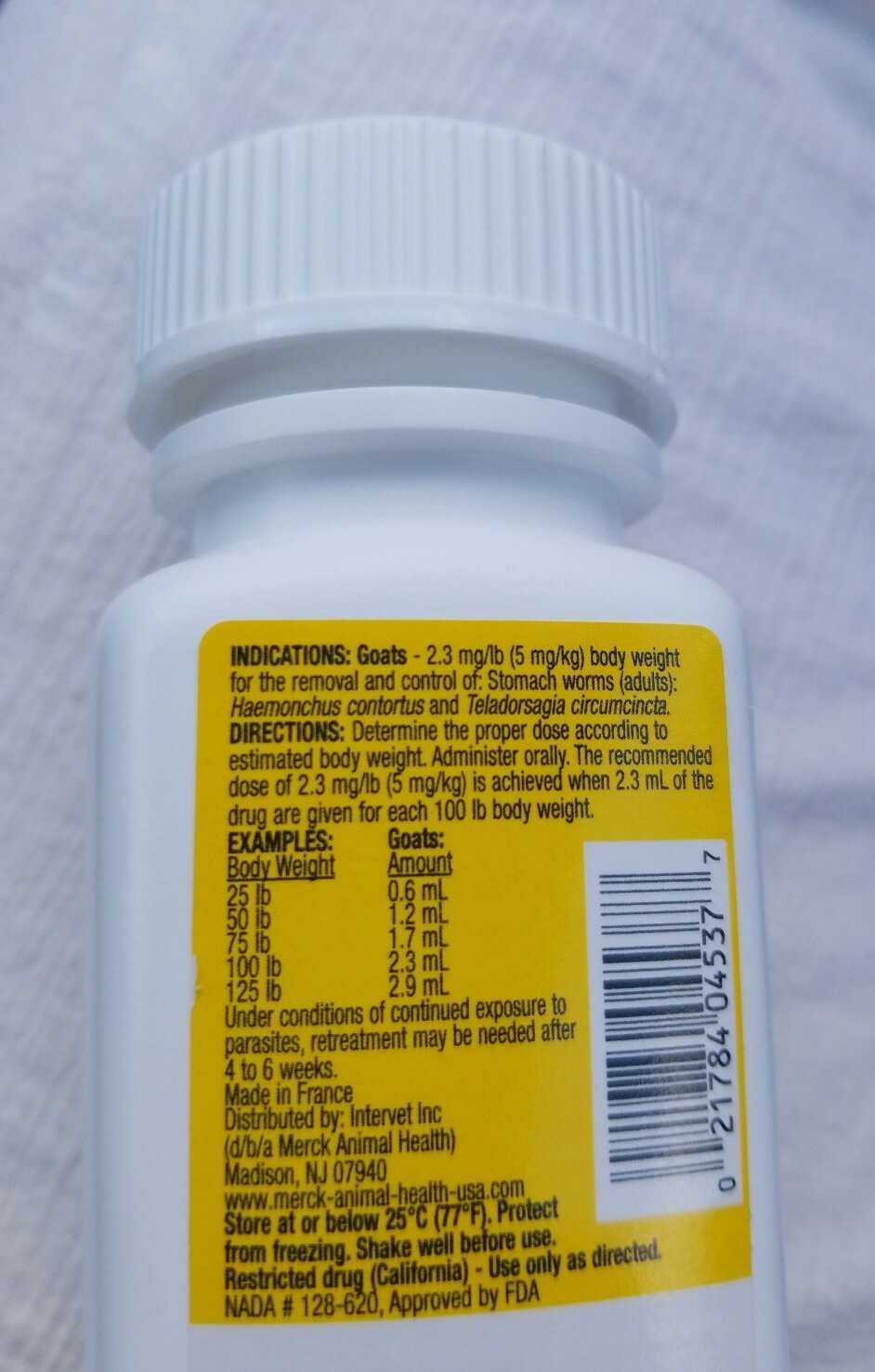 Merck SafeGuard Goat Dewormer, 125mL fenbendazole ***READ ENTIRE