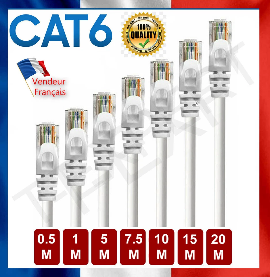 Ethernet Câble CAT6 Lan Câble UTP RJ 45 Réseau Câble rj45 Patch Cordon - Photo 1/1