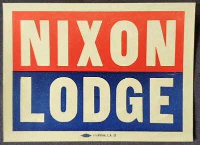 1960 Richard Nixon + Lodge US President Election Campaign 4x5 Decal Sticker