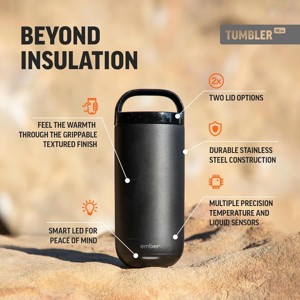 Tumbler, Temperature Control Travel Mug, Stainless Steel, App-Controlled Heated