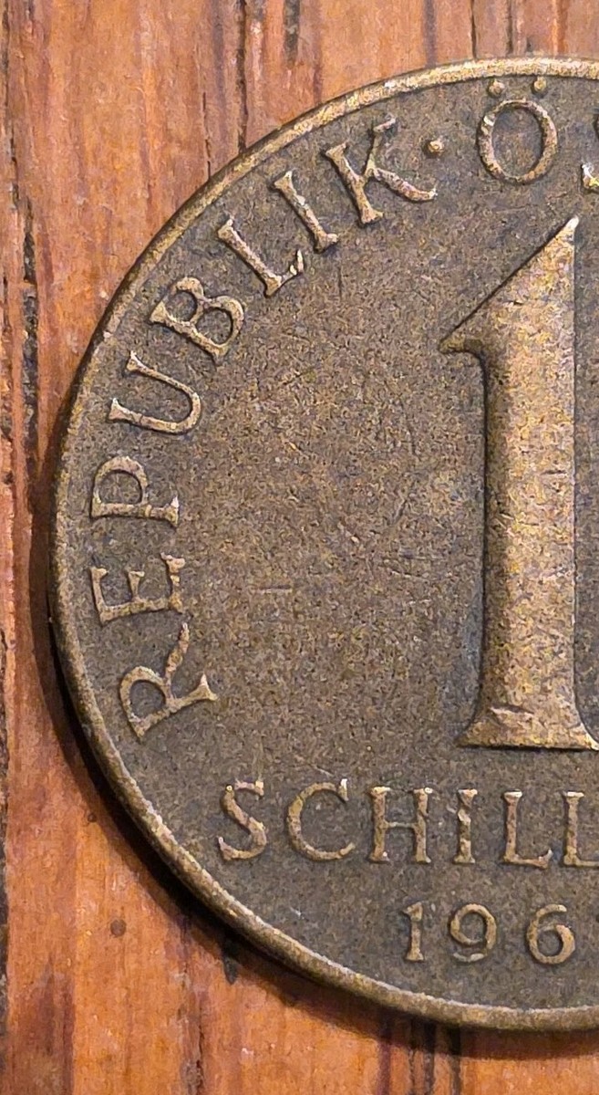 1961 Austria 1 Schilling, Denomination, 3 Edelweiss Flowers