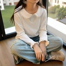 Sweet Lolita Autumn Winter Womens  Shirts Tops Casual Long Sleeve Blouse Cute