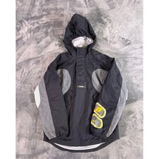Y2K Nike Windbreaker Anorak Jacket Black Gray Yellow Pullover Hooded Youth M