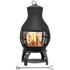 BALI OUTDOORS Fire Pit Wood Burning Chiminea Outside Fireplace,17.7" W x 35.6" H