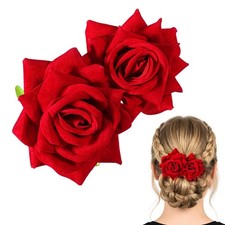 Rose Flower Hair Clips 3D Red Boutique Brooch, Headpieces Hairpin