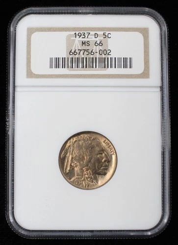 1937-D BUFFALO NICKEL 5C NGC MS66 (PQ045)