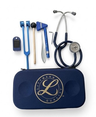 Dual Head Cardiology Blue silver Stethoscope Littmann With Diagnostic Kit