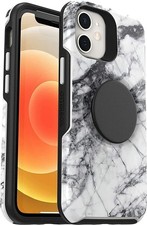 OtterBox PopGrip Symmetry Series Case for Apple iPhone 12 Mini, White Marble