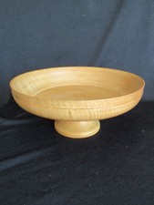 Holzschale -  Holzetagere Vollholz hell  70er  Ø24cm, H 10,5cm