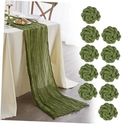  Pack Cheesecloth Table Runner,Spring Table Runner for Woodland 10 Grass Green