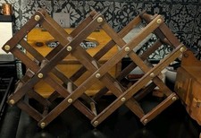 Vintage Solid Oak Wood 10 Bottle Accordion Wi...