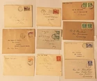13 Jersey & Guernsey WW2 German 1940s occupation stamps on 10 covers inc 1st Day