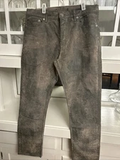 Ralph Lauren Purple Label 750 Foiled Ankle Denim Jeans Womens 31 Distress $1,190