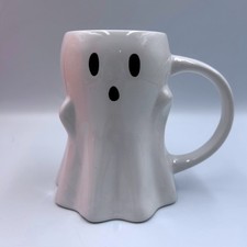 Hyde EEK Boutique Ghost Mug White Stoneware 3D Sculpted Halloween Coffee Cup