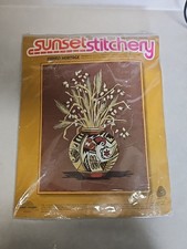 NIP NOS 1976 Vintage Sunset Stitchery Crewel Embroidery Kit Indian Heritage