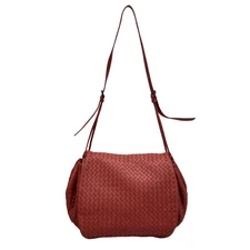 Auth BOTTEGA VENETA Intrecciato - Red Leather B********* Shoulder Bag