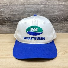 Vintage Novartis Seeds Hat Cap Snap Back White Blue Agriculture Farm Feed NK 90s