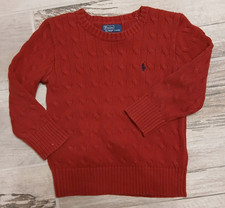 Polo by Ralph Lauren Boys Cable Knit Sweater   Size 5   Dark Red