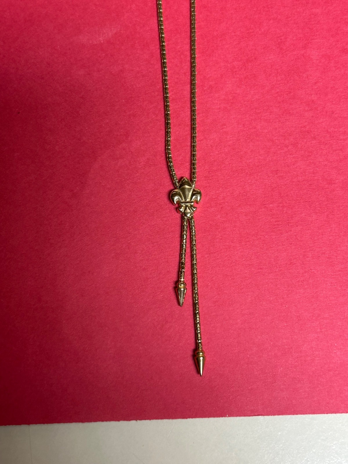 Lariat Necklace, Adjustable, Solid 14K Gold - image 3