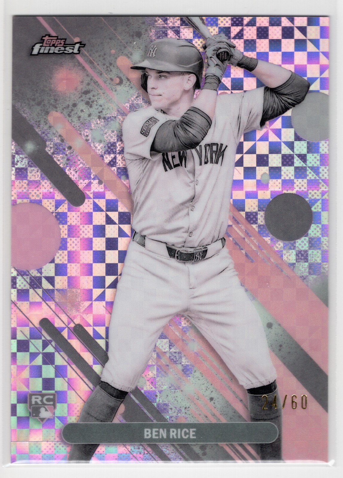 2025 Topps Finest - Ben Rice #48 Pearl Checkerboard Refractor (RC) #/60
