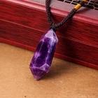Natural Amethyst Crystal Pendant Necklace Hexagonal Point Chakra Jewelry Gift