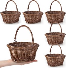 Small Wicker Basket with Handle Flower Girl Baskets Oval Willow Woven Braided...